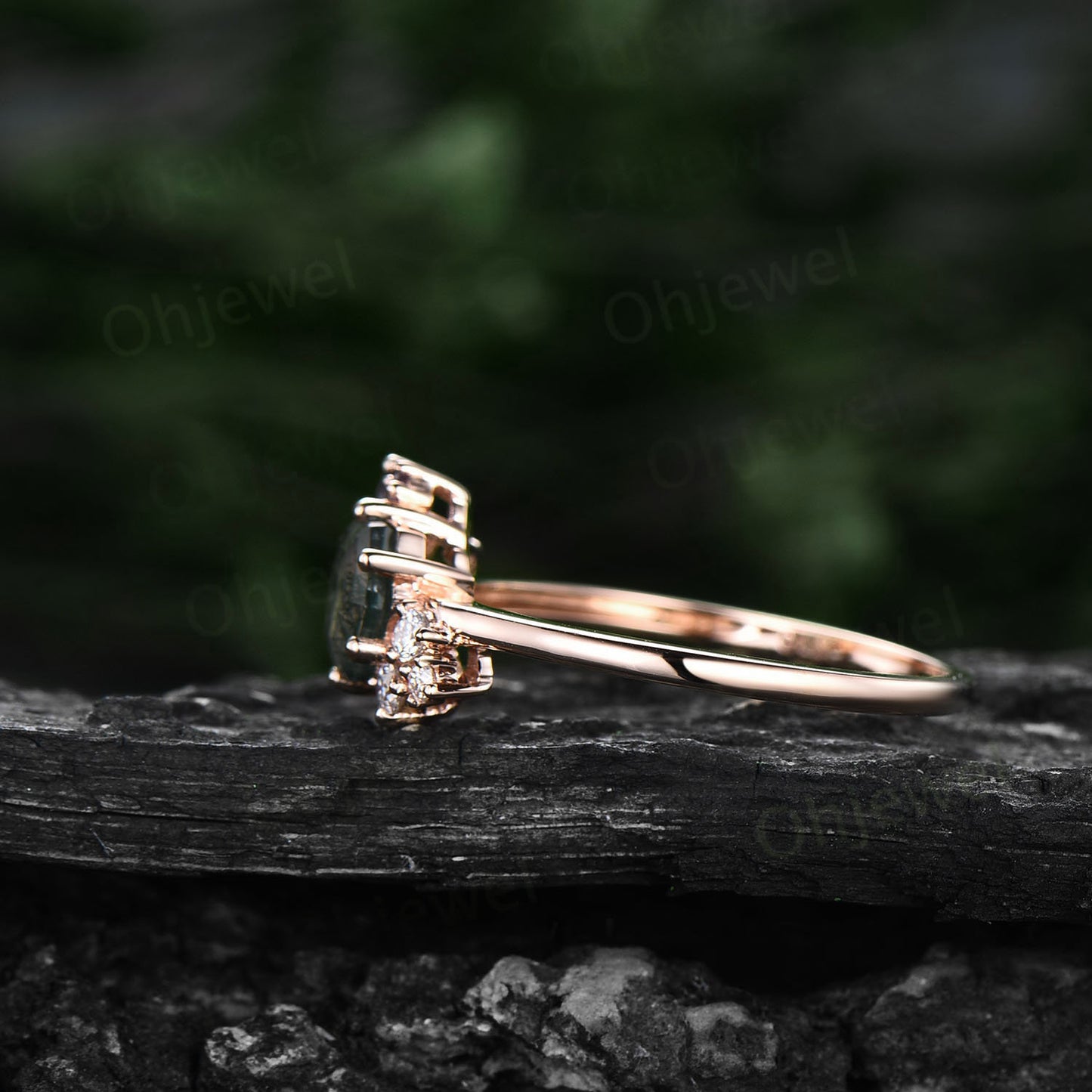 Hexagon cut yellow citrine ring vintage peridot ring rose gold 6 prong cluster unique engagement ring women Personalized wedding ring gift