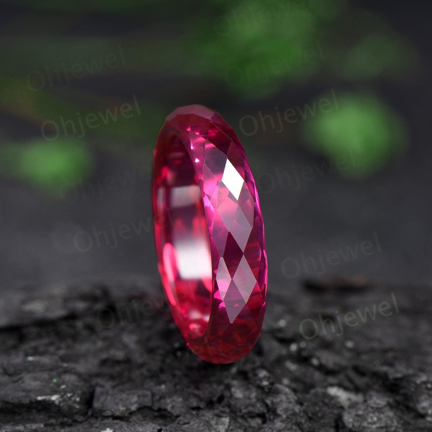 Vintage red ruby wedding band mens full eternity dainty ruby engagement ring women July birthstone anniversary gift for him her
