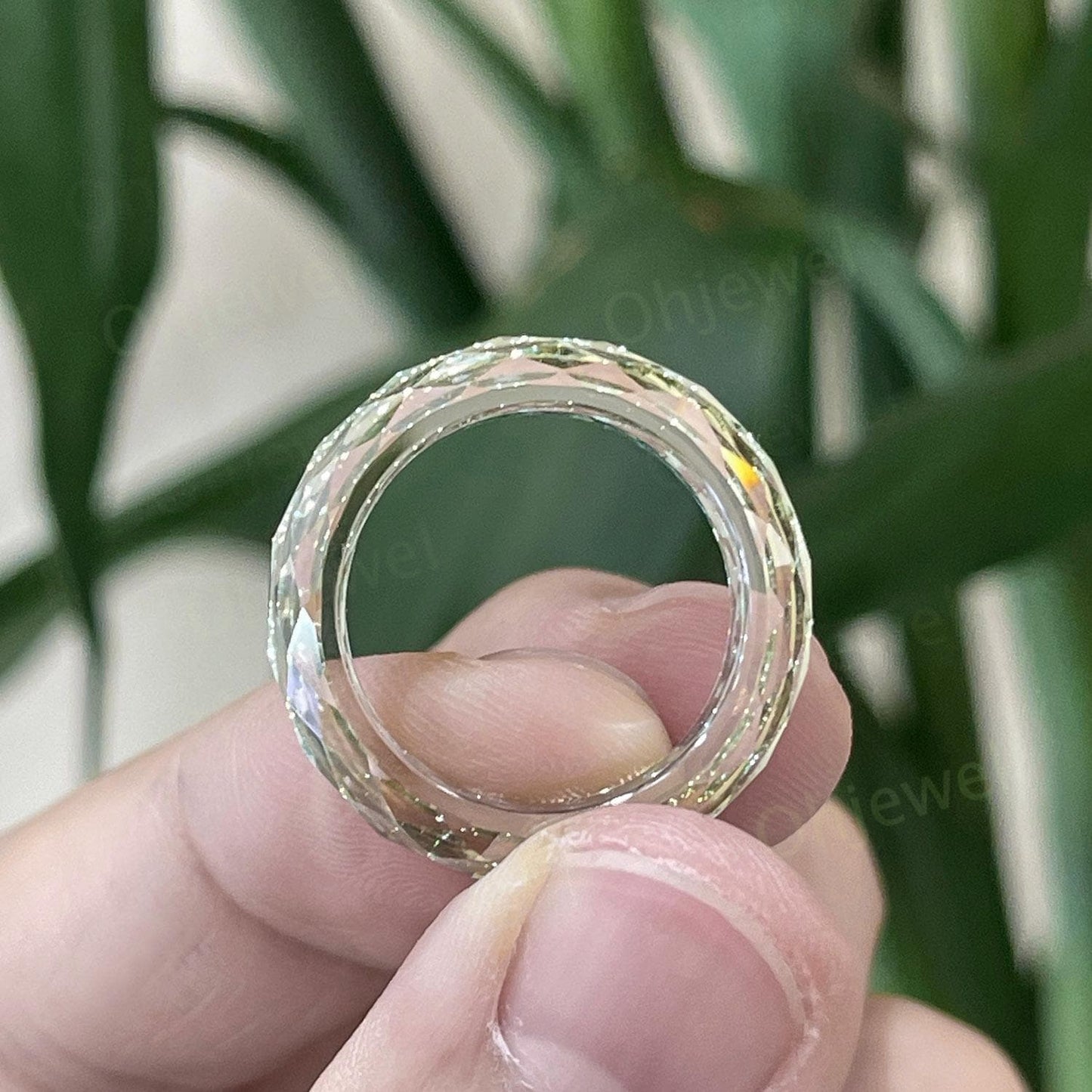 Briolette cut green moissanite wedding band mens full eternity dainty engagement ring women anniversary gift for him her
