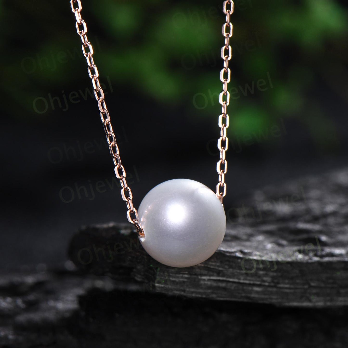 9mm Freshwater pearl necklace 14k rose gold simple natural pearl necklace June birthstone pendant anniversary gift for women mother