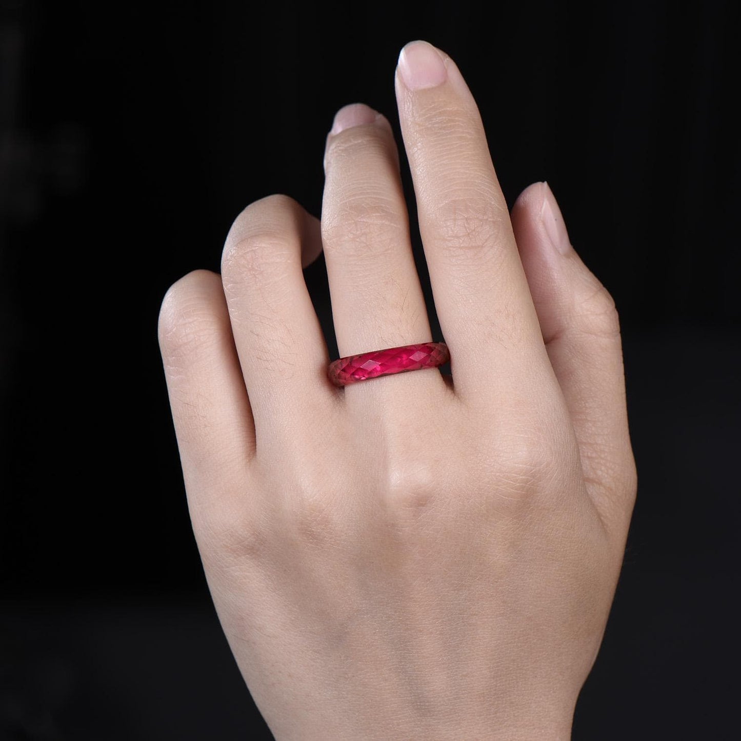 Vintage red ruby wedding band mens full eternity dainty ruby engagement ring women July birthstone anniversary gift for him her
