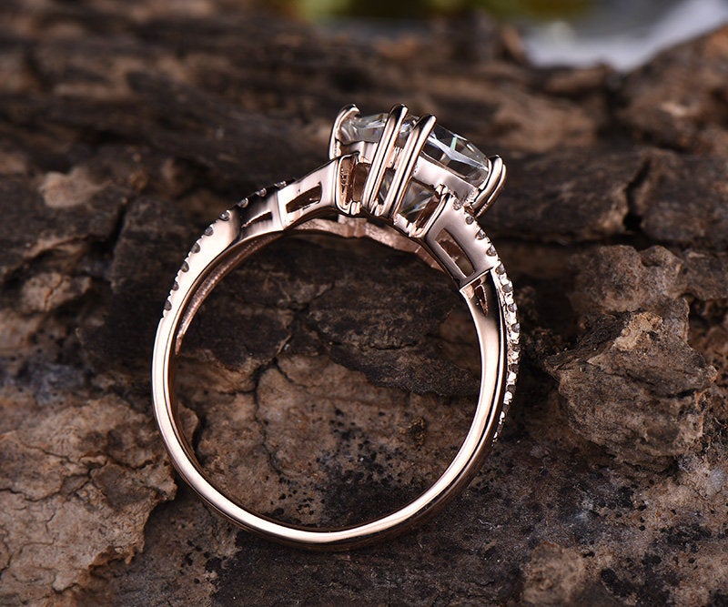 Vintage moissanite bridal ring cushion moissanite engagement ring rose gold ring for women infinity ring dainty jewelry anniversary gift
