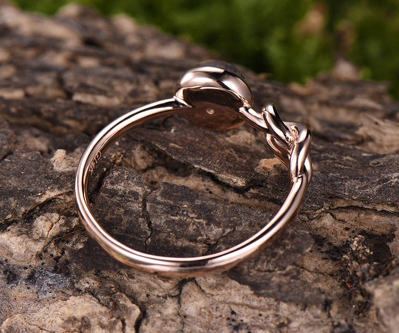 1.2ct blue moonstone ring vintage moonstone engagement ring rose gold 14K/18K Knotted wedding band june birthstone ring promise bridal ring