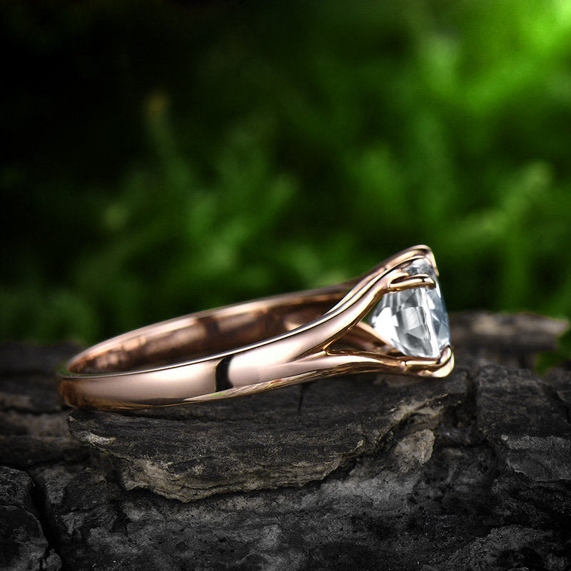 Blue natural moonstone engagement ring rose gold 14K/18K moonstone ring gold vintage prong set June birthstone ring moonstone promise ring