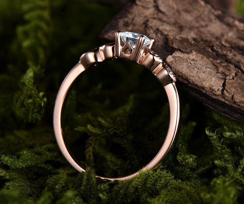 0.5ct blue moonstone engagement ring rose gold 14K/18K moonstone ring june birthstone ring diamond wedding ring unique promise bridal ring