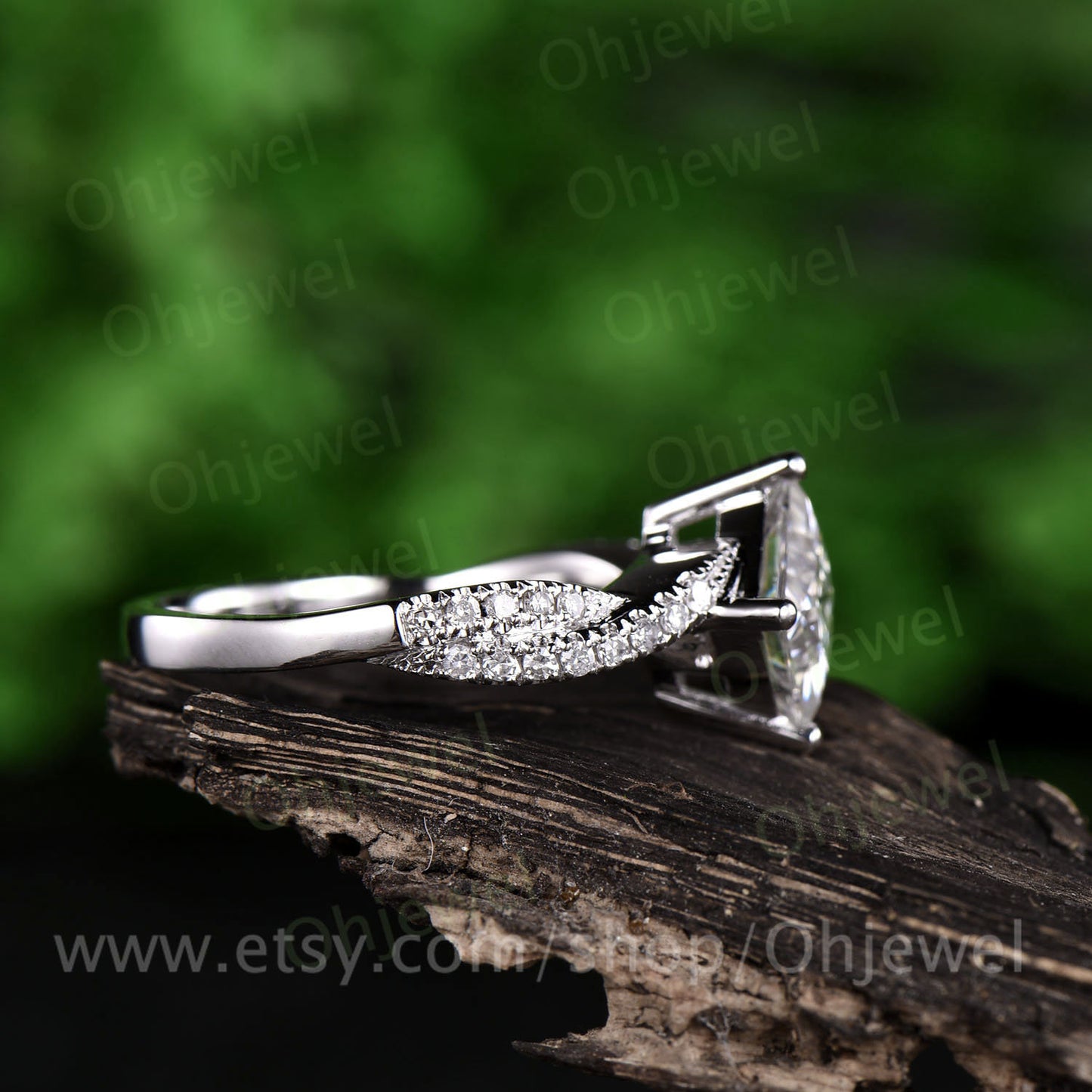 Princess cut moissanite engagement ring white gold 14K/18K real diamond ring twisted gift unique antique women promise bridal wedding ring