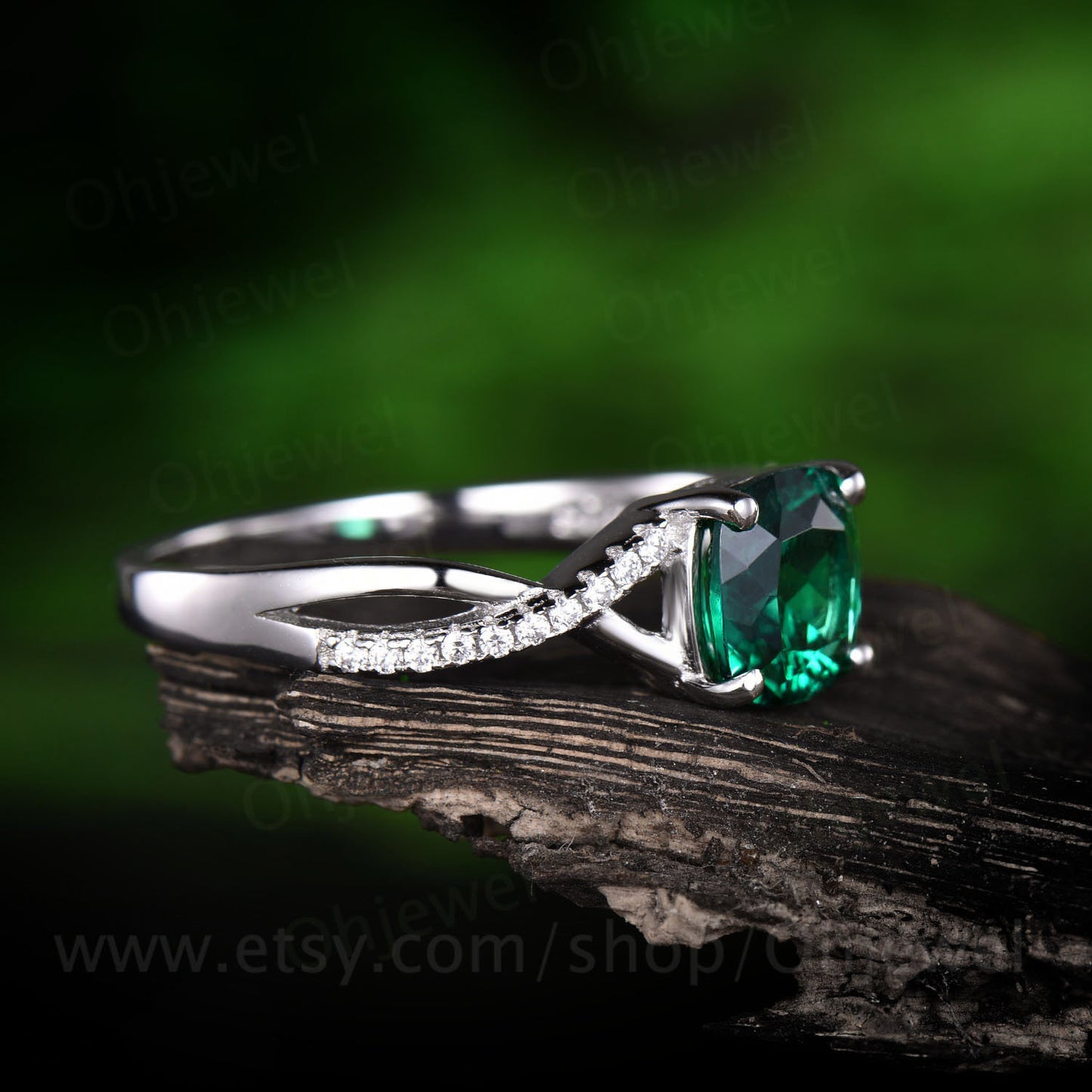 1.5ct cushion emerald engagement ring rose gold 14K/18K emerald ring vintage real diamond ring may birthstone promise wedding bridal ring