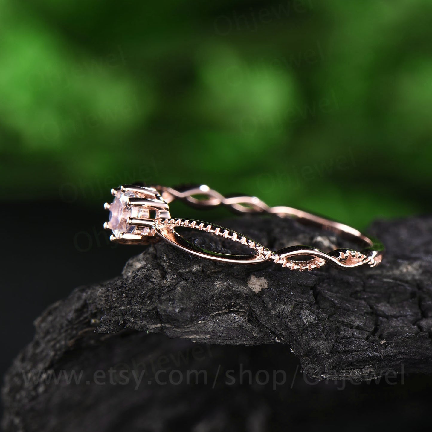 Round blue moonstone engagement ring rose gold moonstone ring gold vintage june birthstone ring unique promise bridal ring band gift for her