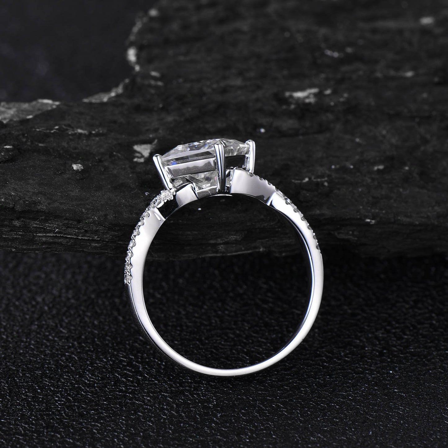 Unique vintage princess cut engagement ring moissanite engagement ring solid 14k 18k white gold promise bridal wedding ring anniversary gift
