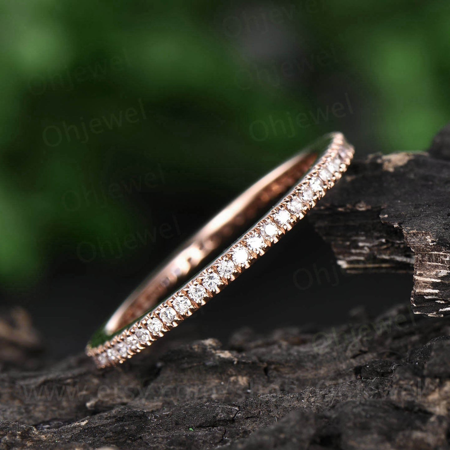 Vintage diamond ring full eternity diamond wedding band solid 14k rose gold ring diamond jewelry bridal anniversary ring graduation gift