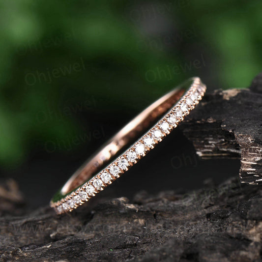 Vintage diamond ring full eternity diamond wedding band solid 14k rose gold ring diamond jewelry bridal anniversary ring graduation gift