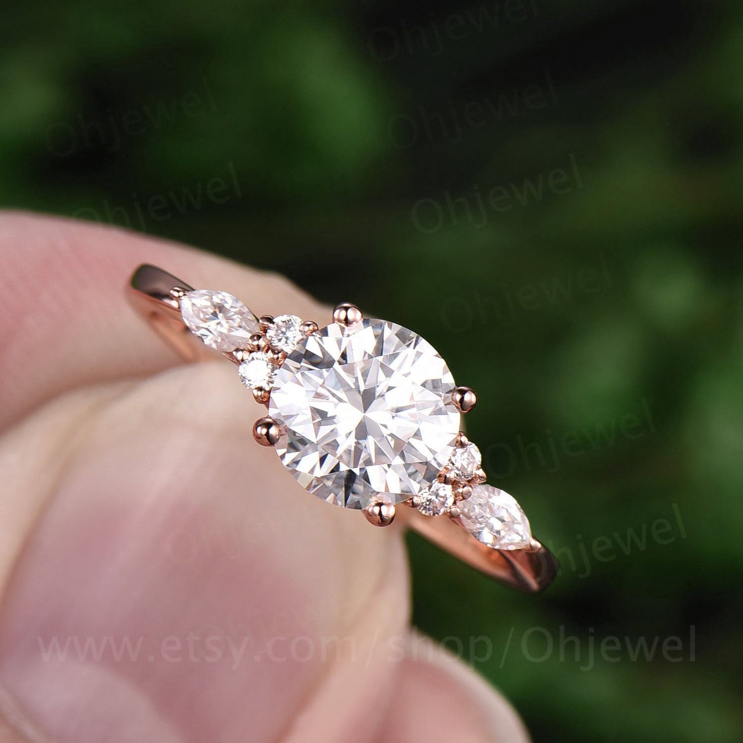 Vintage moissanite engagement ring unique marquise moissanite ring for women rose gold 925 sterling silver bridal anniversary ring gift
