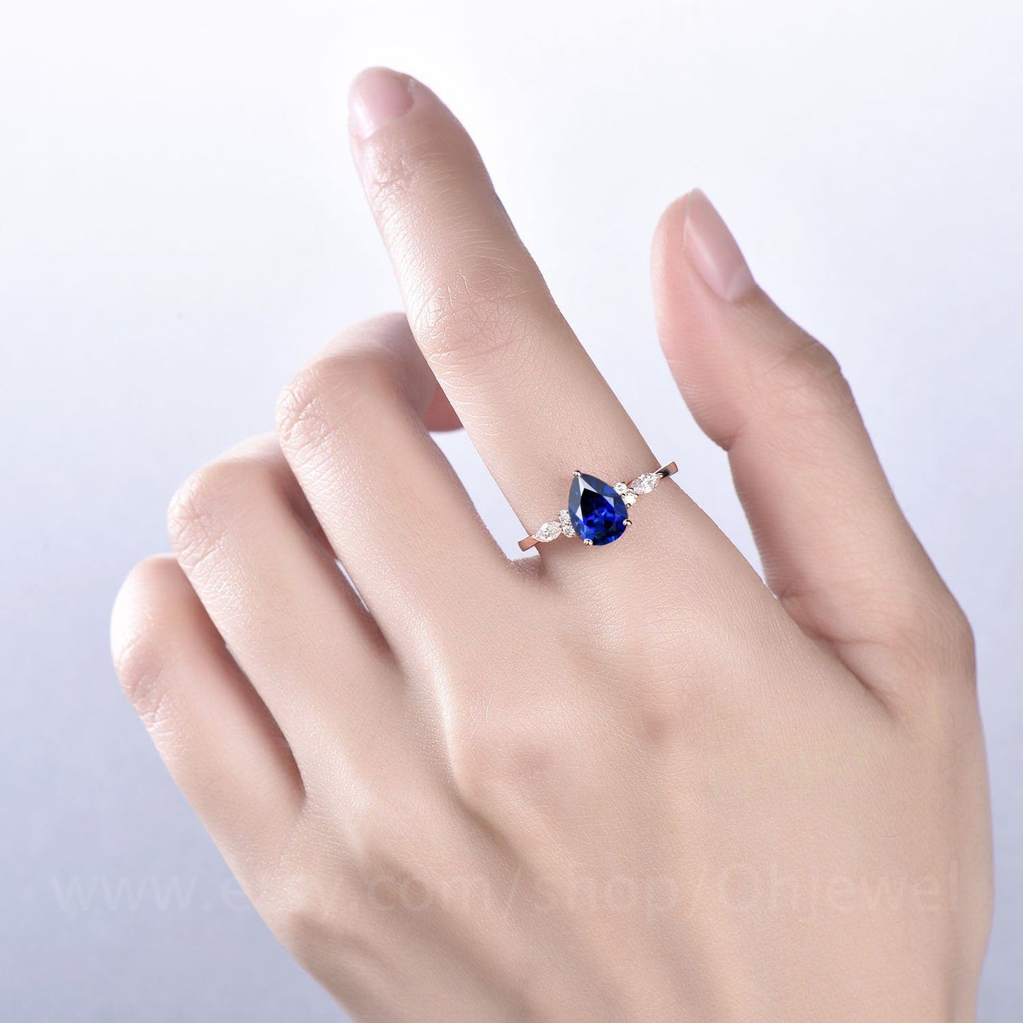 6x8mm pear sapphire ring for women unique vintage sapphire engagement ring rose gold sapphire jewelry art deco moissanite ring bridal gift