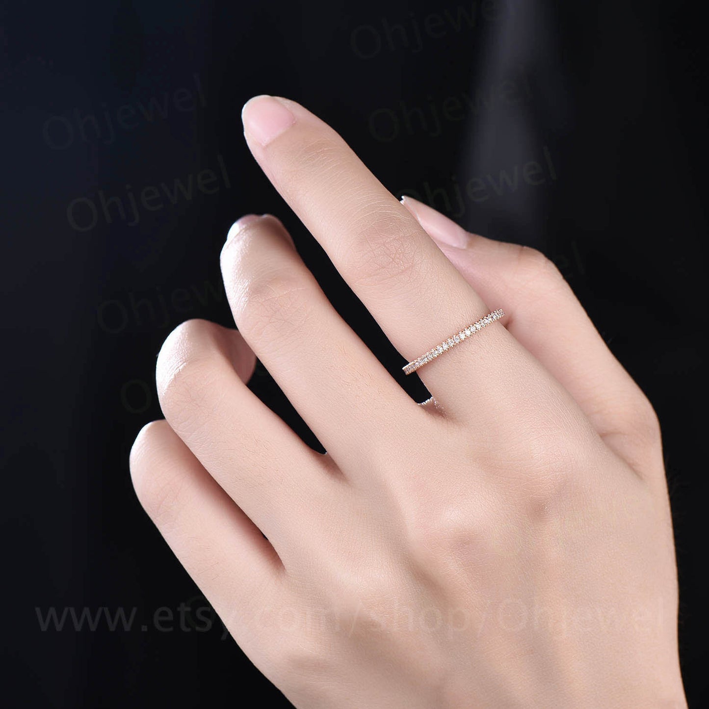 Vintage diamond ring full eternity diamond wedding band solid 14k rose gold ring diamond jewelry bridal anniversary ring graduation gift