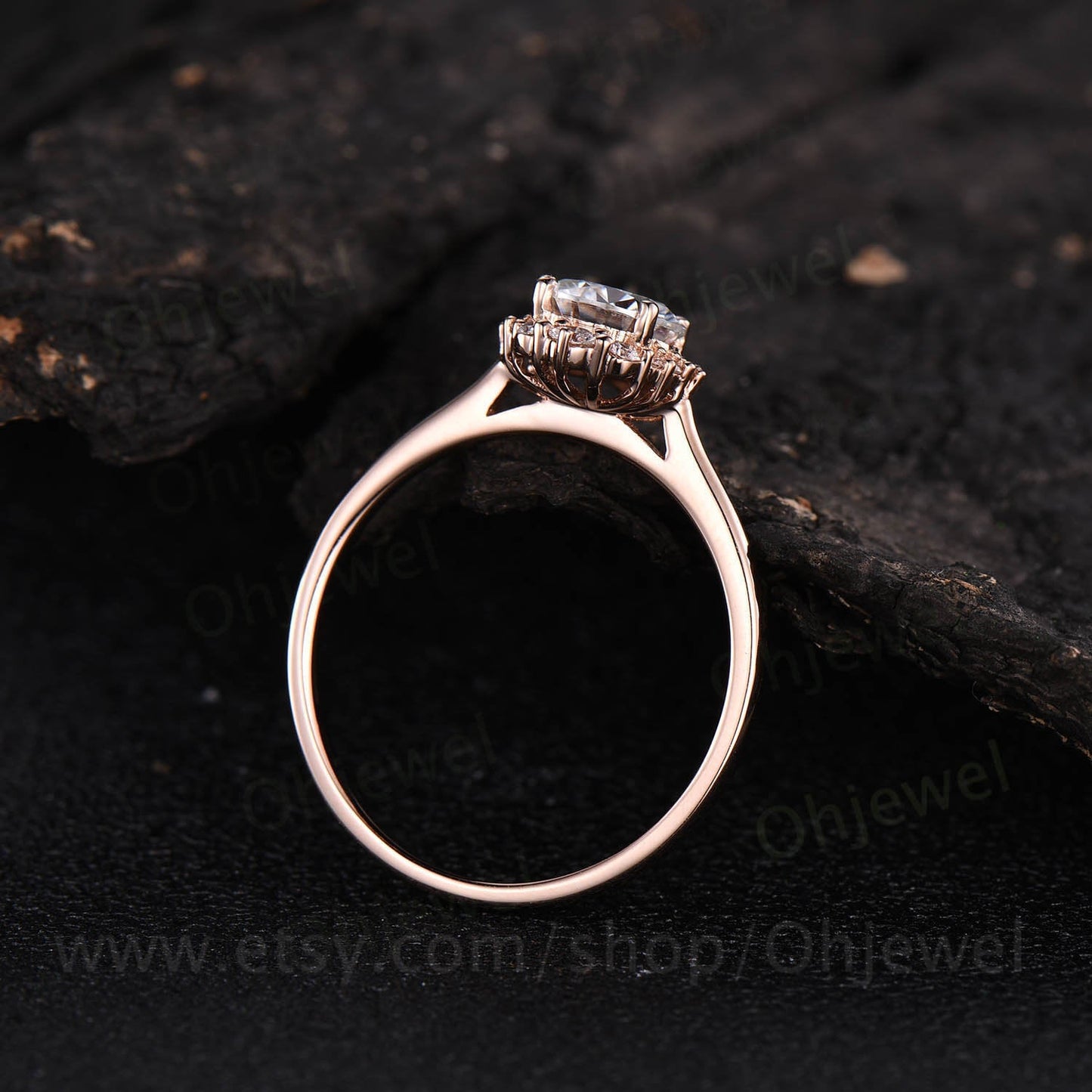 Vintage moissanite engagement ring round 1ct moissanite rings for women rose gold unique halo ring jewelry wedding bridal anniversary gift