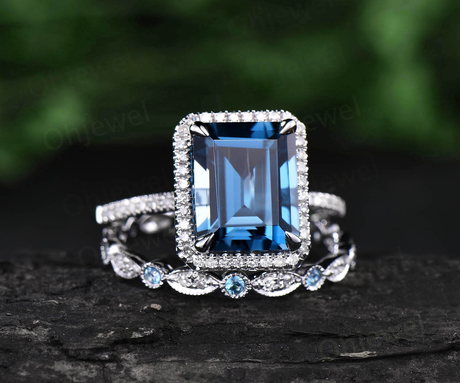 London Blue Topaz Stone Engagement Rings Cushion Cut London Blue