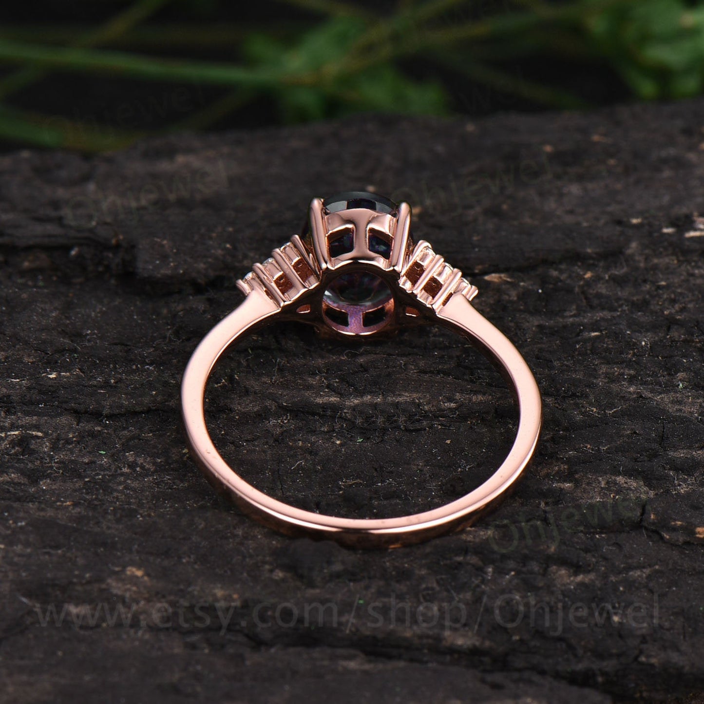 Oval moss agate ring unique vintage moss agate engagement ring dainty diamond ring rose gold ring for women promise wedding anniversary ring