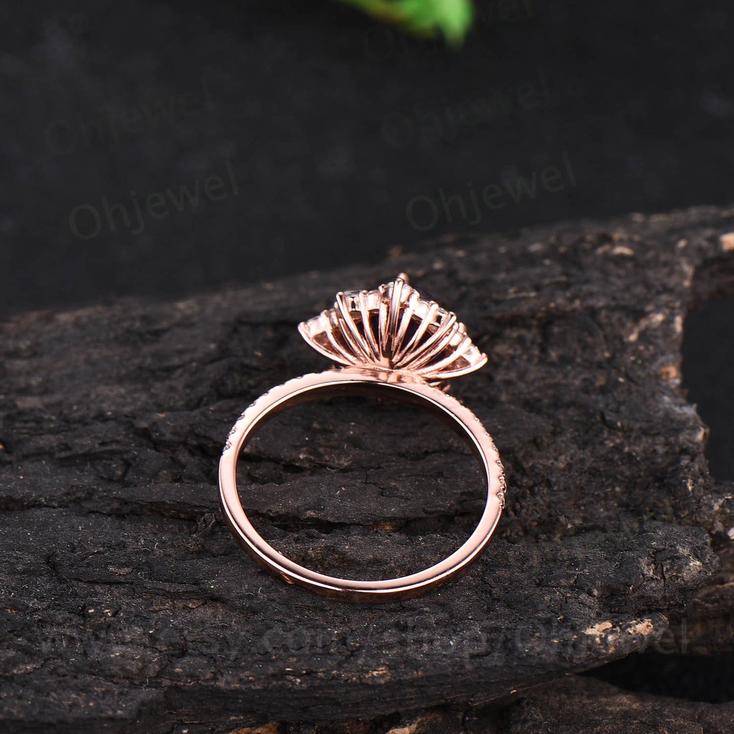 Cushion cut alexandrite engagement ring vintage rose gold ring women June birthstone ring eternity moissanite ring custom ring silver gift