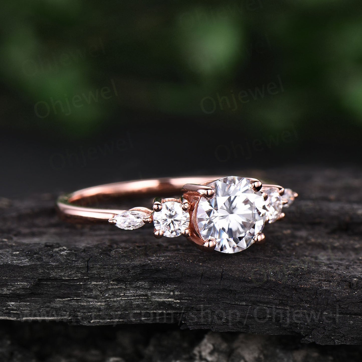 Unique moissanite ring gold silver vintage moissanite engagement ring rose gold art deco stacking ring round cut ring promise ring for women