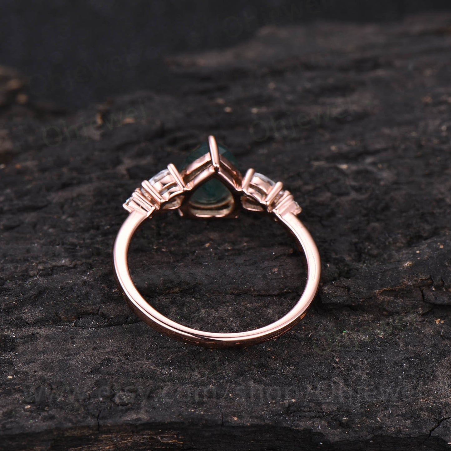 Alexandrite ring gold silver women vintage Alexandrite engagement ring rose gold five stone pear shaped bridal ring moissanite ring band