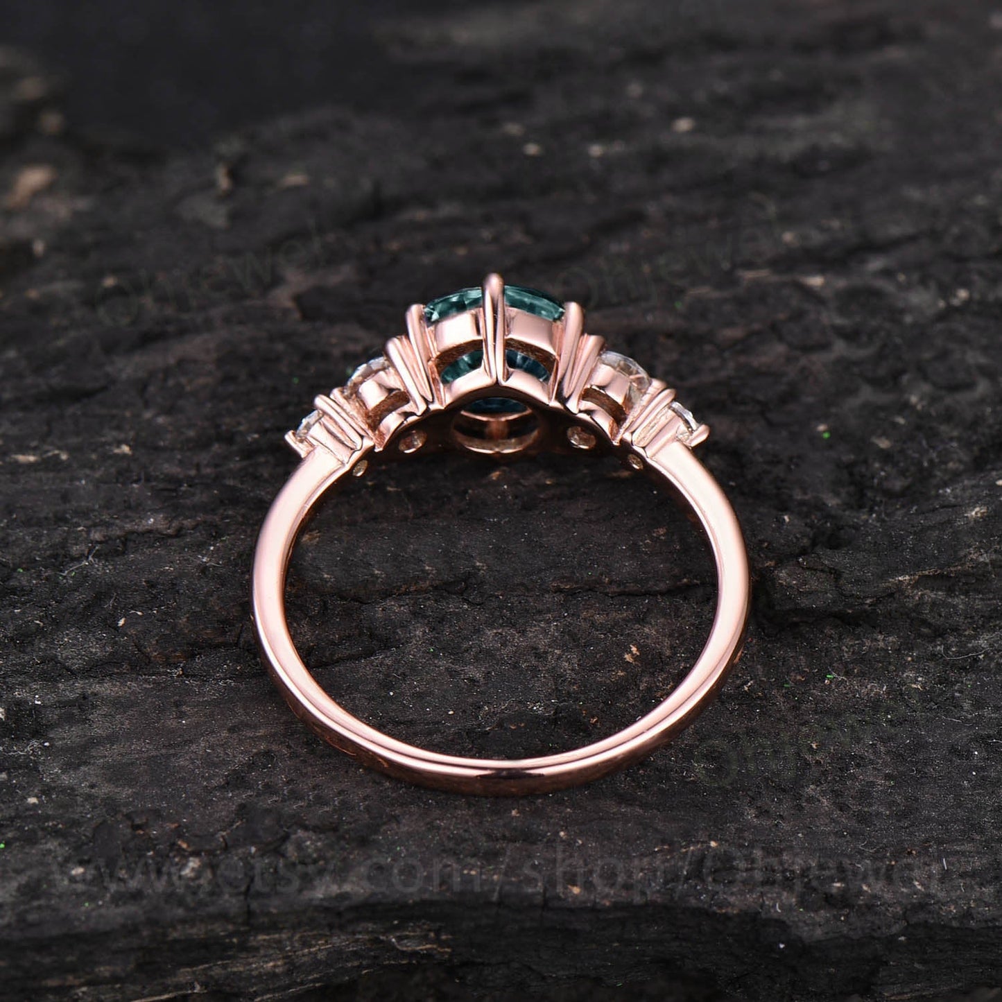 Alexandrite ring silver women unique vintage Alexandrite engagement ring rose gold round cut ring June birthstone jewelry promise ring her