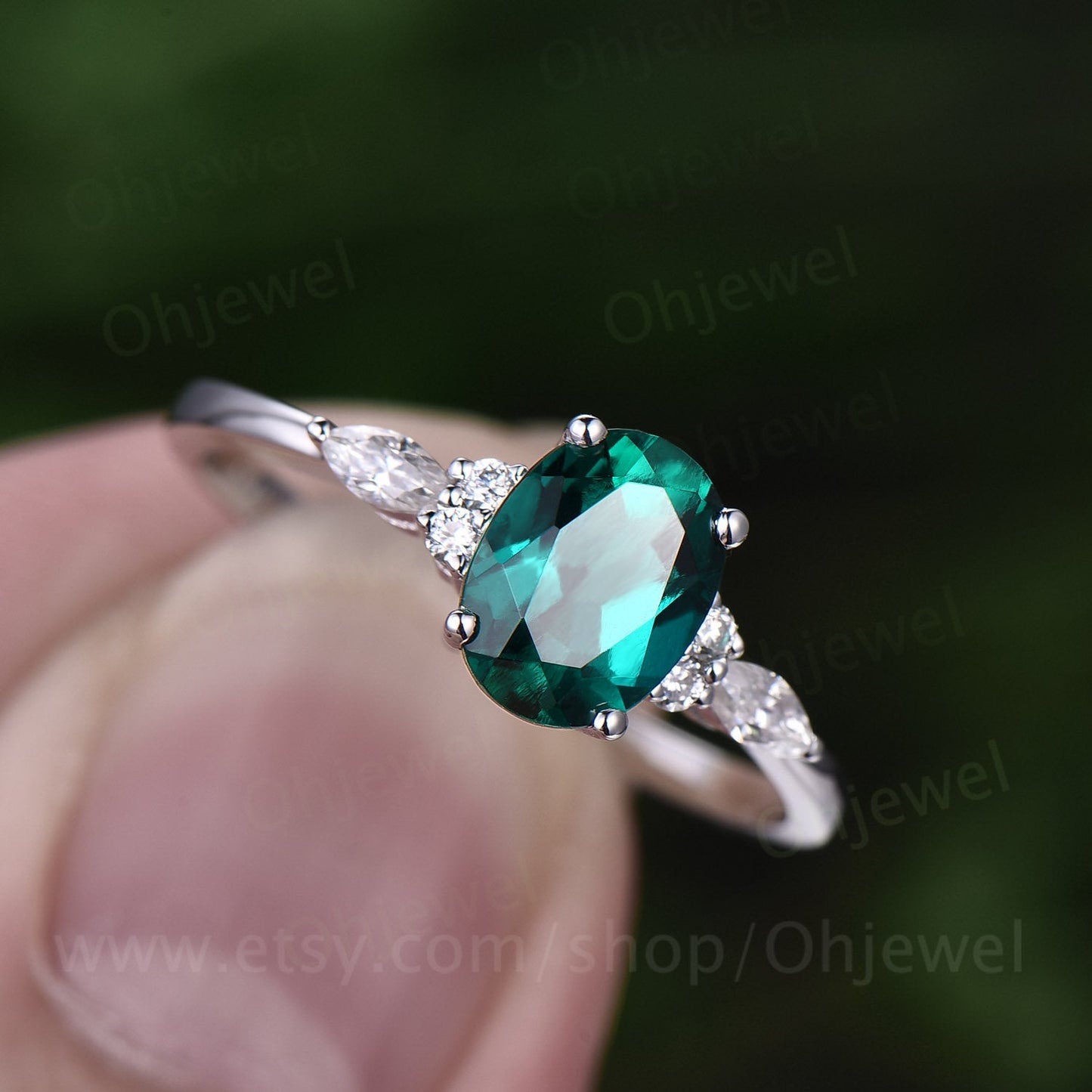 6x8mm oval emerald ring for women vintage emerald engagement ring rose gold marquise moissanite ring May birthstone ring emerald jewelry