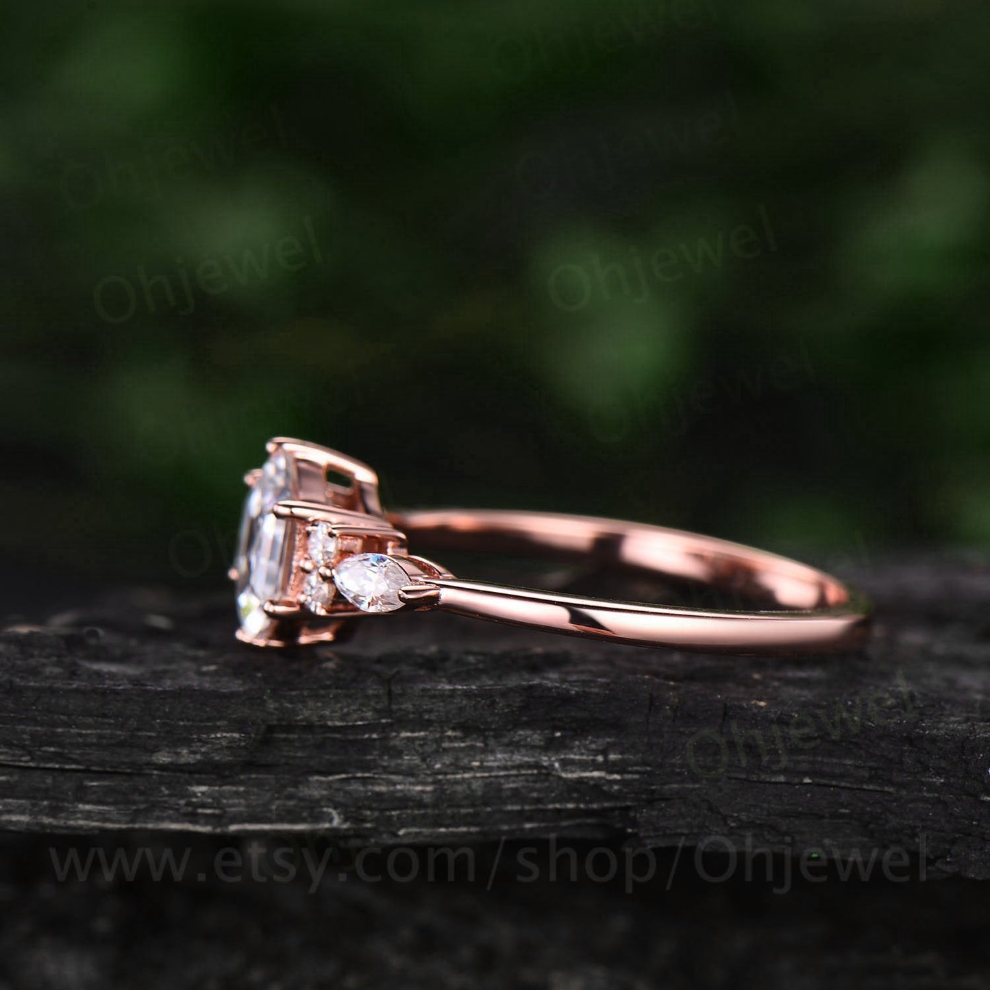 Hexagon moissanite ring for women vintage moissanite engagement ring art deco rose gold dainty ring silver six prong bridal promise ring