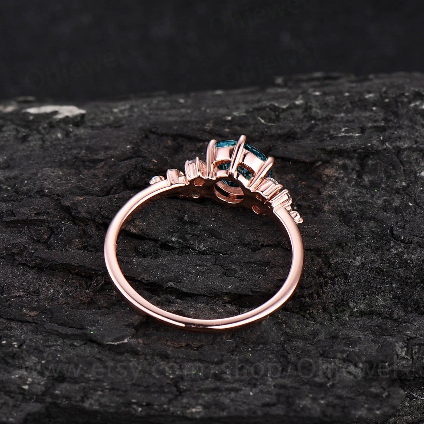 1ct Alexandrite ring gold silver cluster vintage Alexandrite engagement ring rose gold moissanite anniversary promise wedding ring women