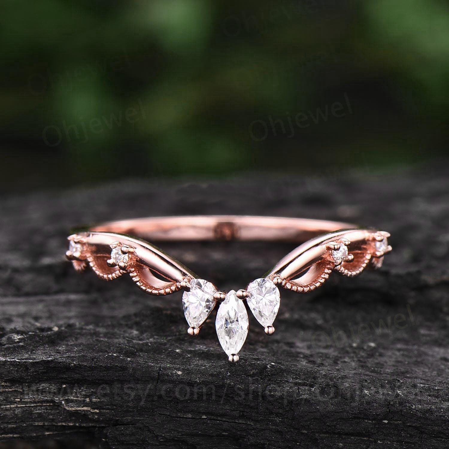 Rose Gold Crown Wedding Band