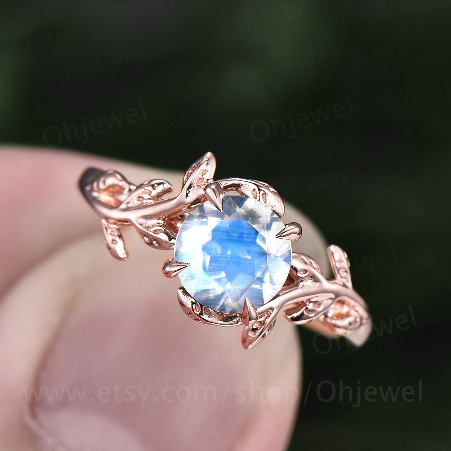Vintage moonstone ring gold silver for women solitaire moonstone engagement ring leaf flower ring antique dainty custom ring promise ring