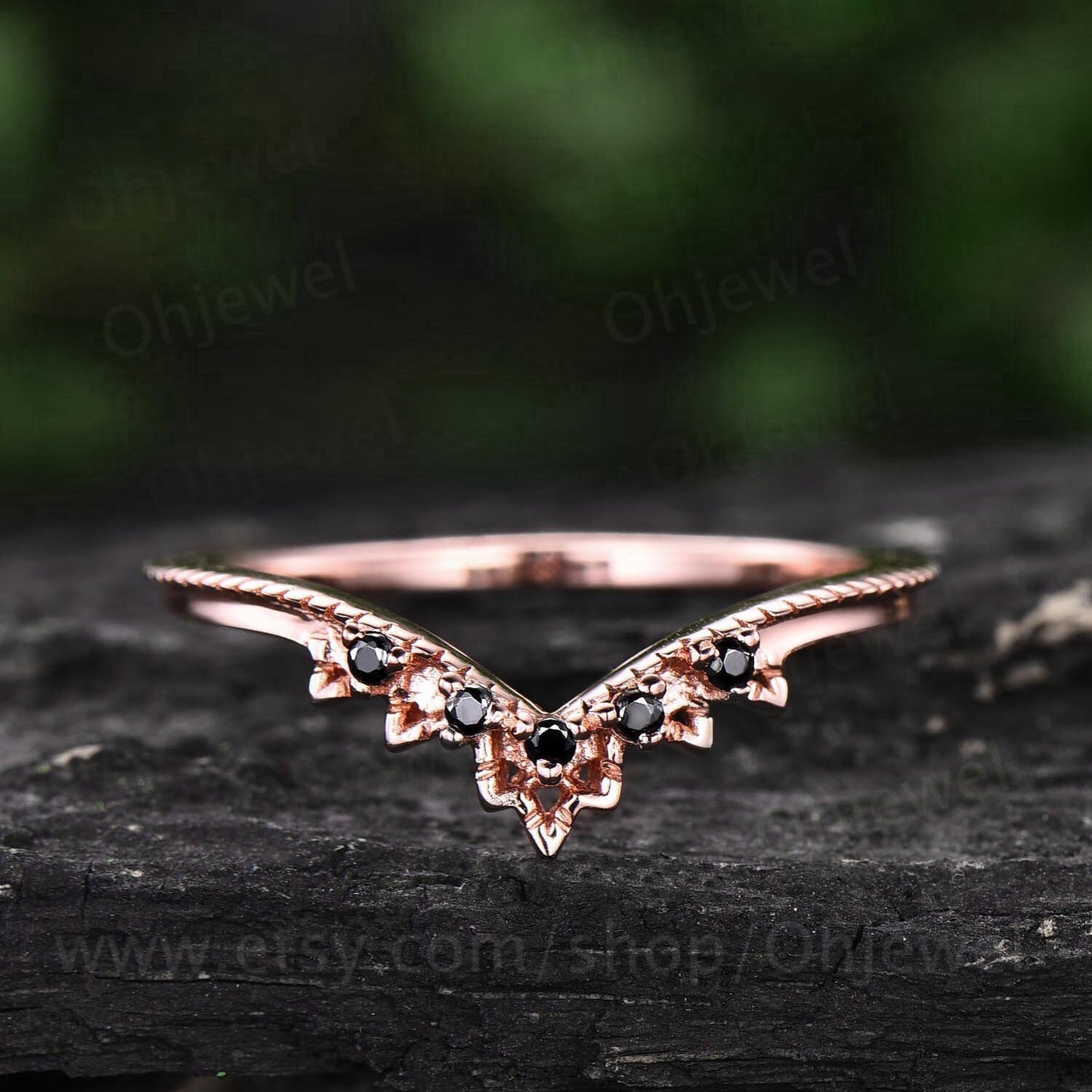 Vintage black diamond wedding band Milgrain diamond wedding ring lace ring band rose gold silver ring women unique bridal anniversary gifts