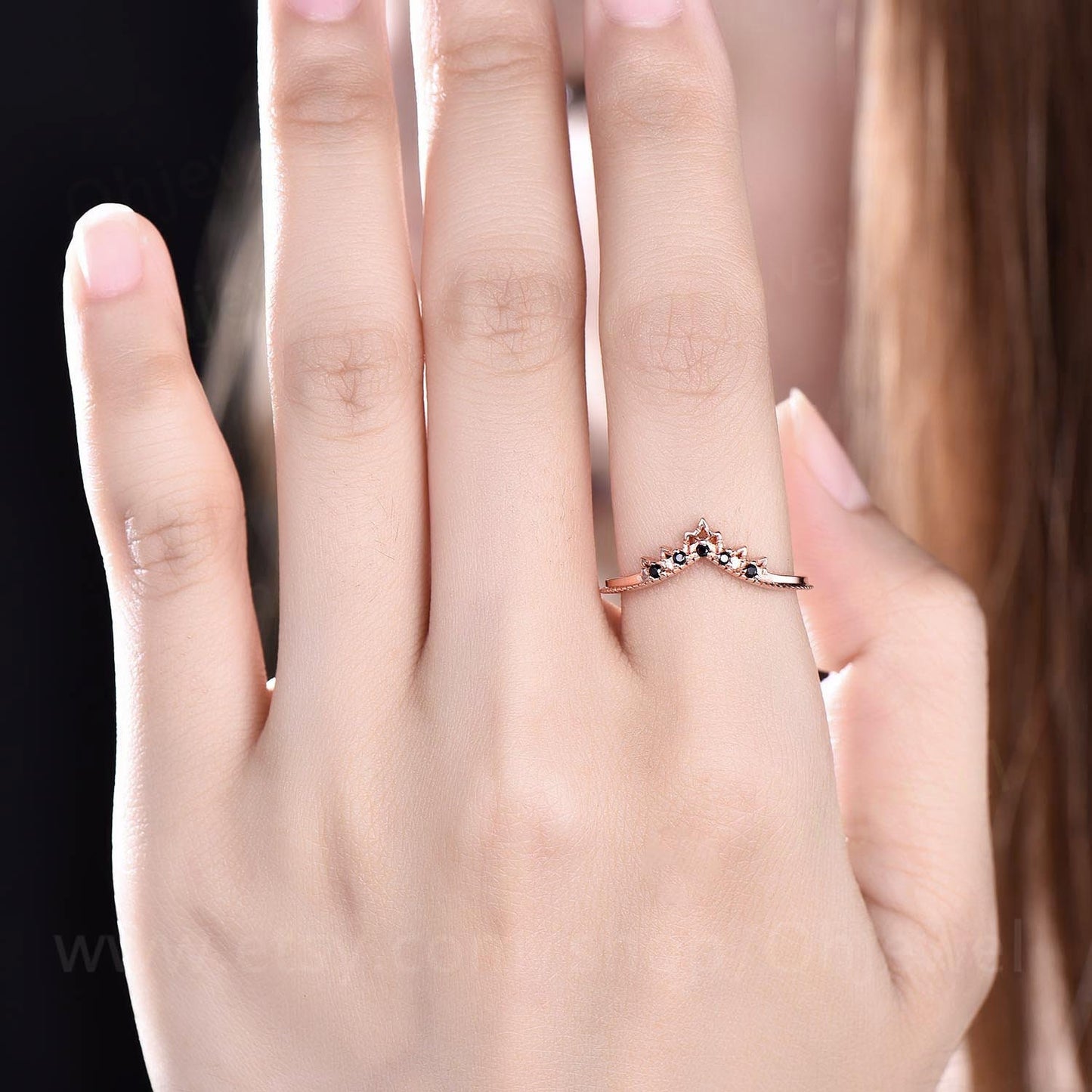 Vintage black diamond wedding band Milgrain diamond wedding ring lace ring band rose gold silver ring women unique bridal anniversary gifts