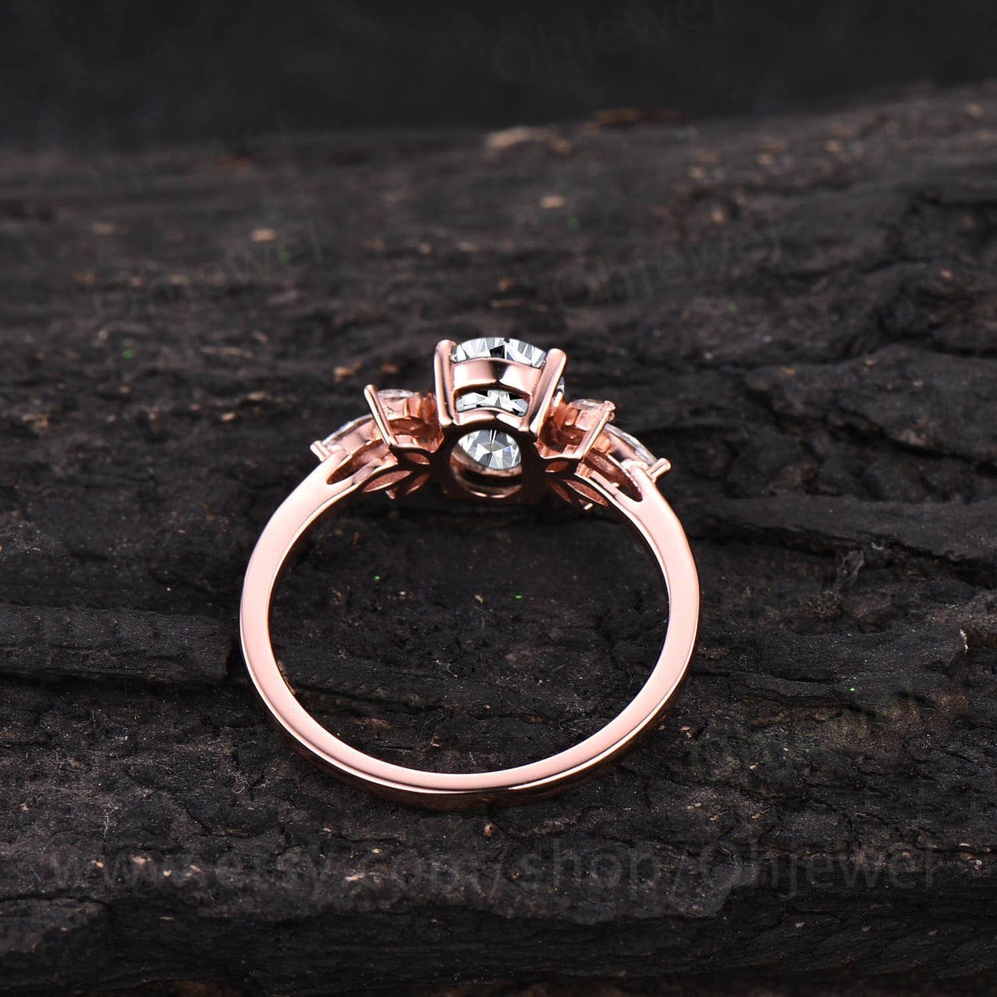 Vintage oval cut moissanite engagement ring 14k rose gold leaf flower marquise cut diamond cluster engagement ring wedding ring for women