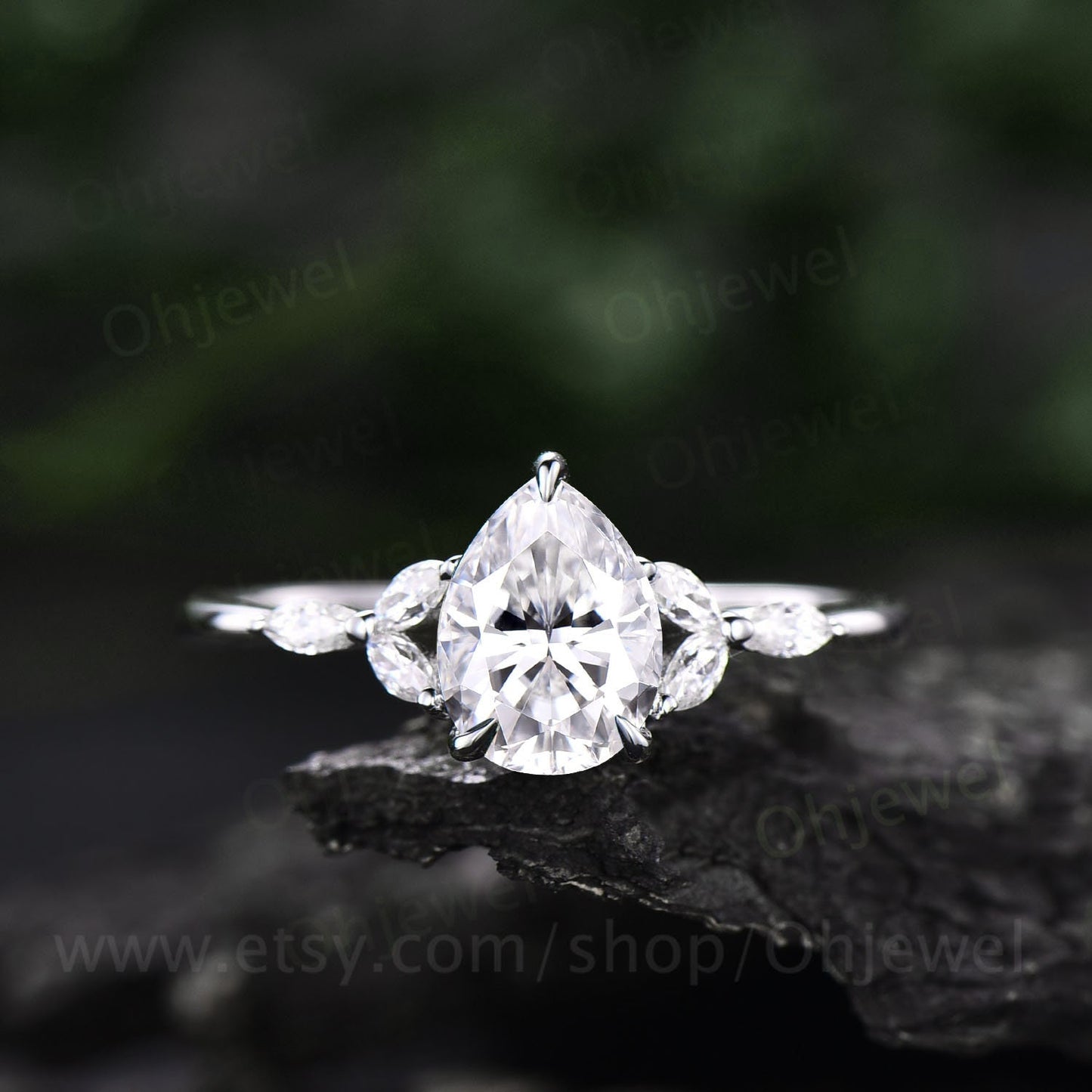Vintage pear shaped moissanite engagement ring rose gold art deco flower ring marquise cut moissanite ring crown wedding ring set for women