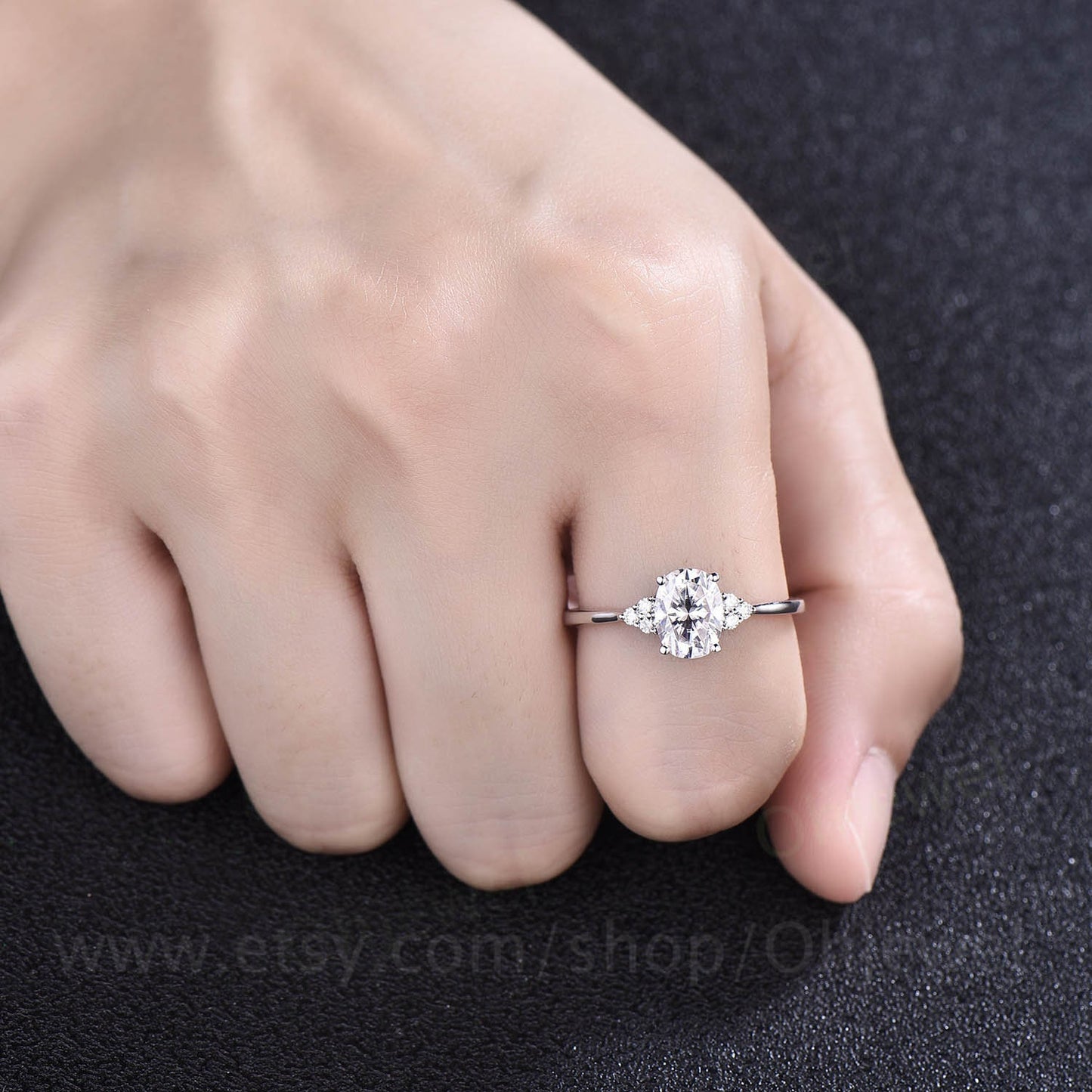 Oval cut moissanite engagement ring 14K 18K rose gold 7 stone moissanite ring for women dainty unique vintage engagement ring wedding ring