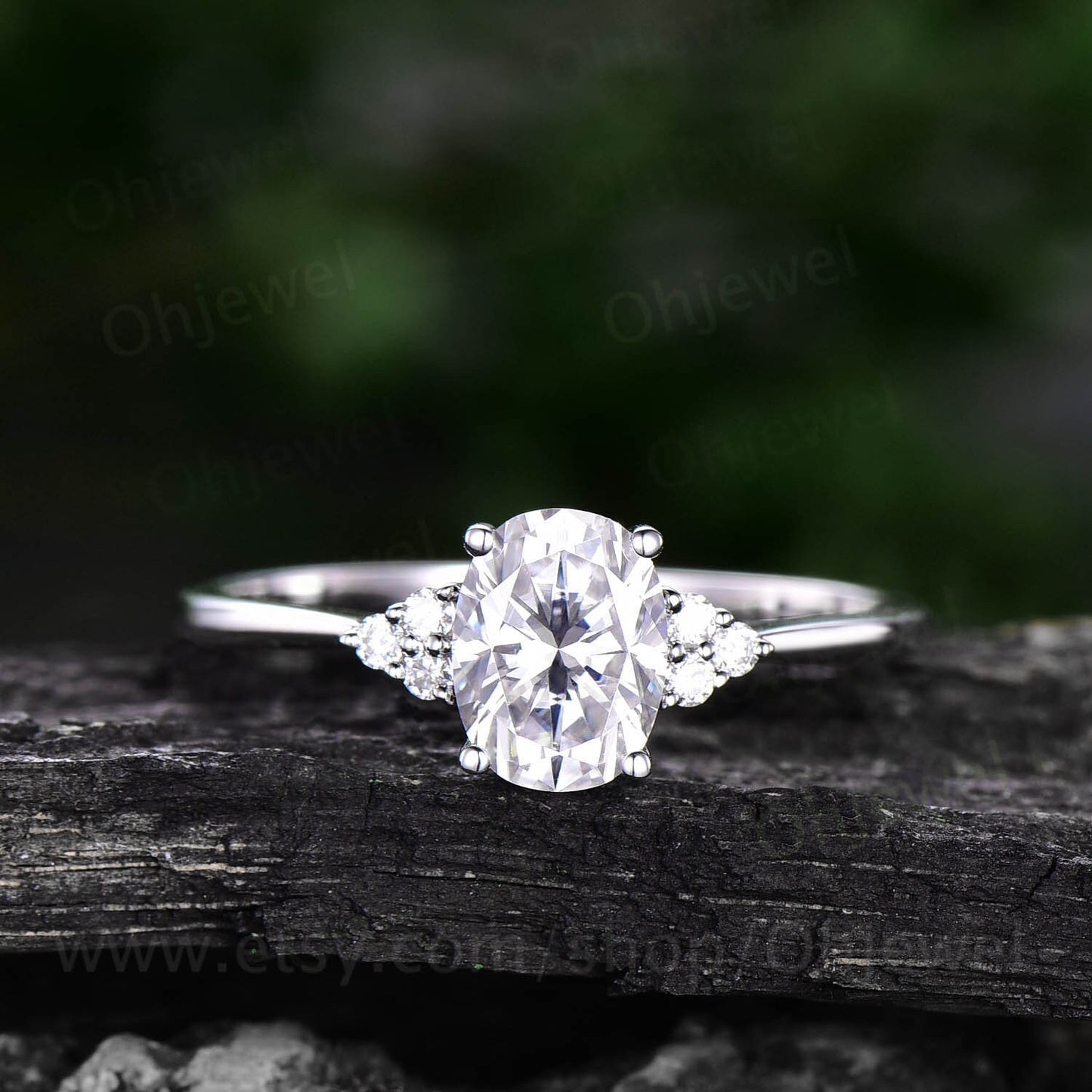 Oval cut moissanite engagement ring 14K 18K rose gold 7 stone moissanite ring for women dainty unique vintage engagement ring wedding ring