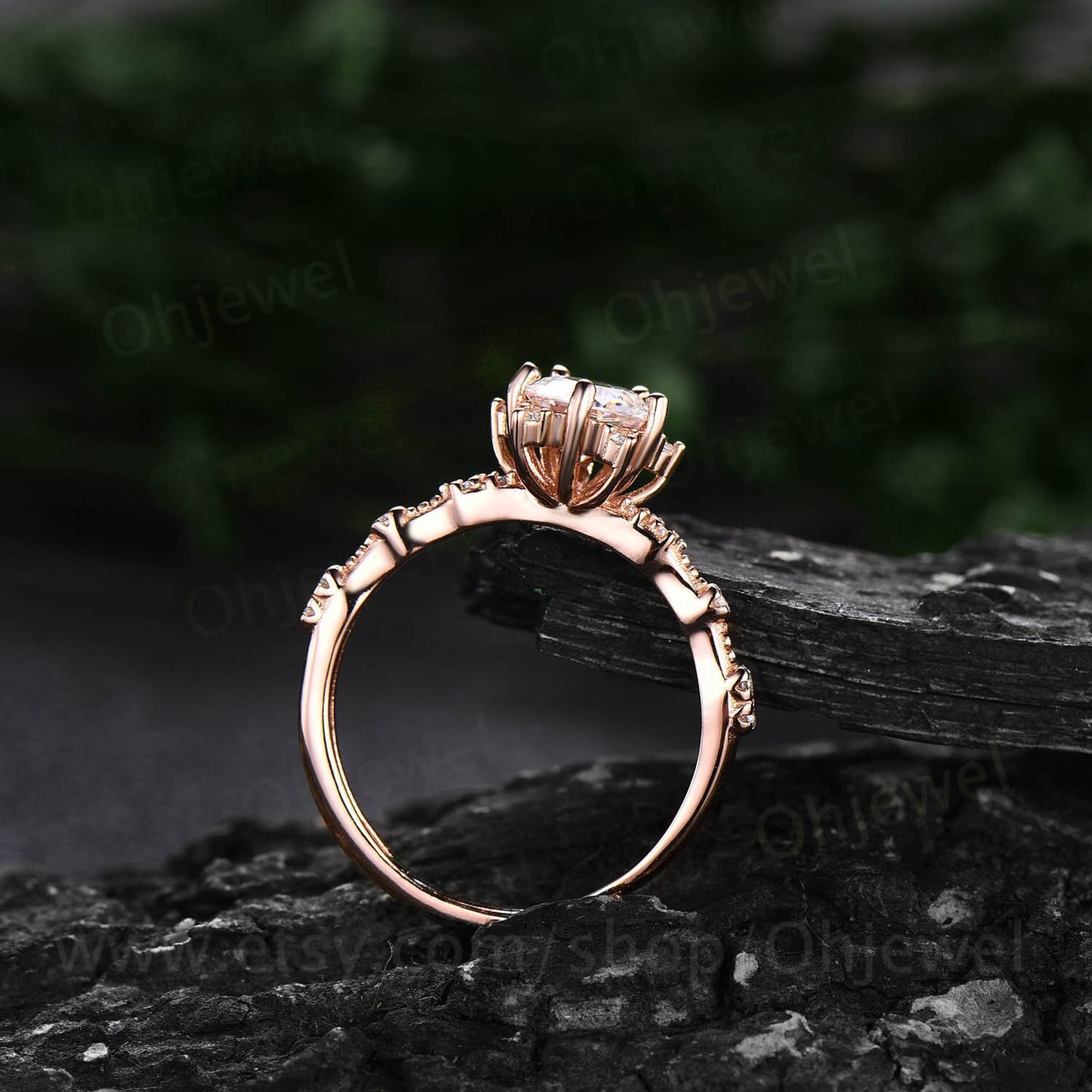 Unique 1ct round cut moissanite engagement ring art deco rose gold vintage style diamond ring for women antique jewelry dainty wedding ring