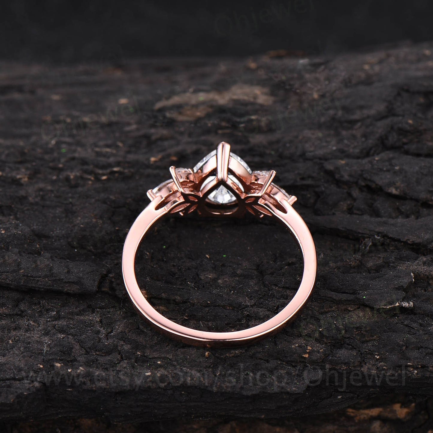 Vintage pear shaped moissanite engagement ring rose gold flower marquise cut diamond cluster engagement ring bridal wedding ring for women