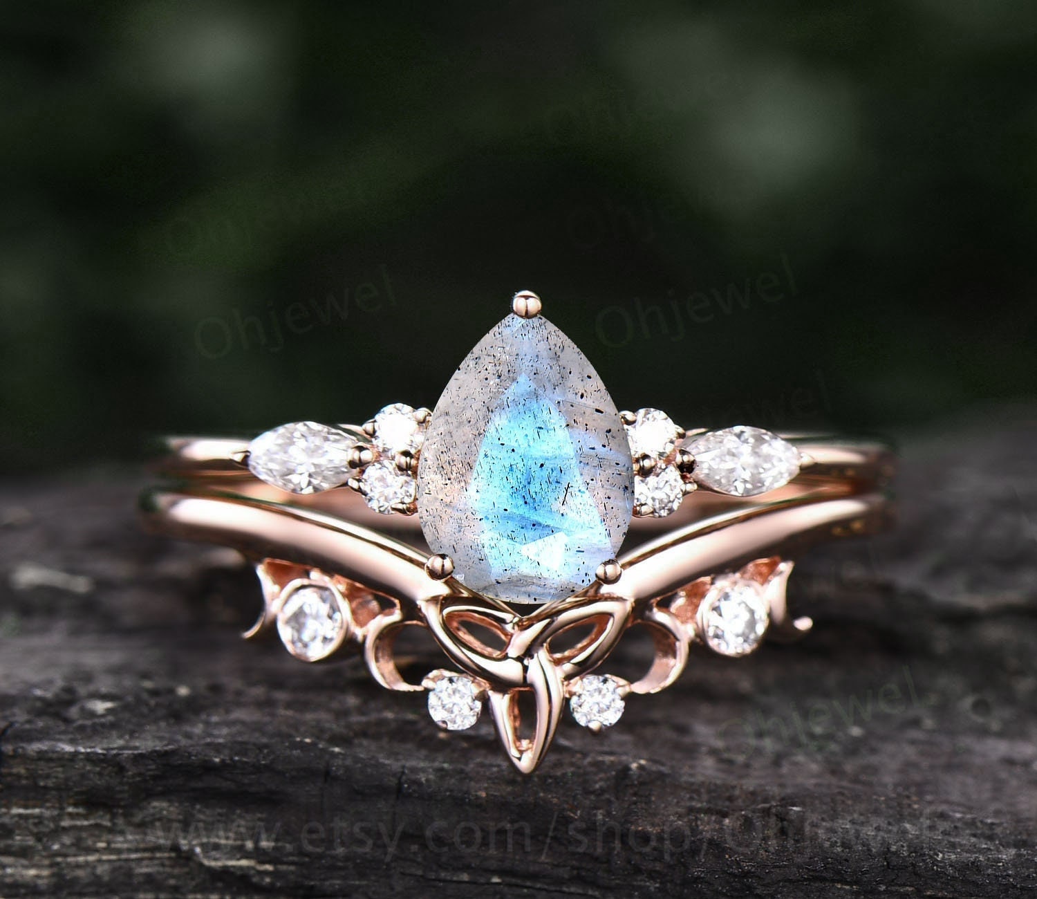 Labradorite Gemstone Labradorite Ring Rose Gold Connie Ring
