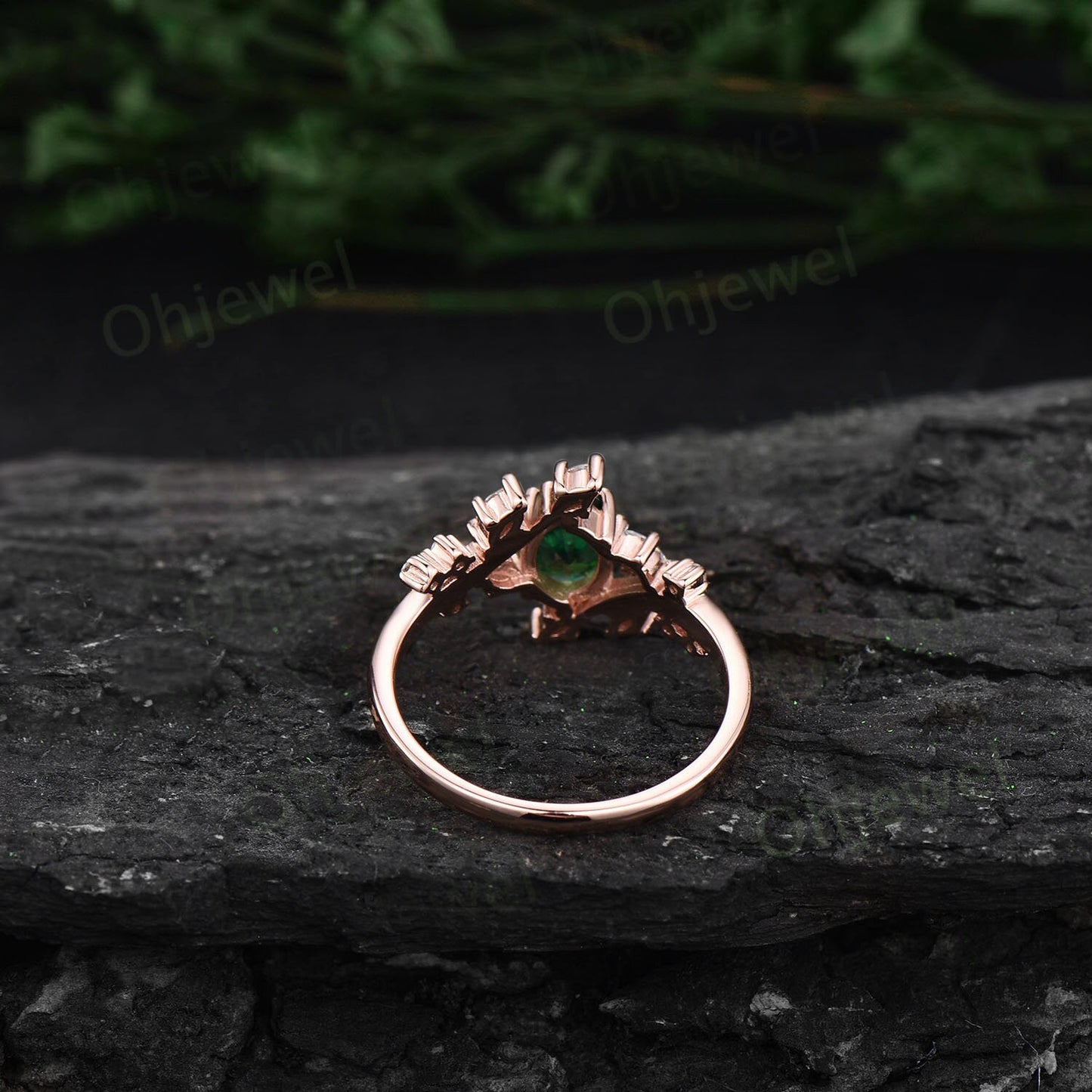 1ct oval cut Alexandrite ring gold silver for women vintage unique Alexandrite engagement ring cluster marquise cut diamond promise ring