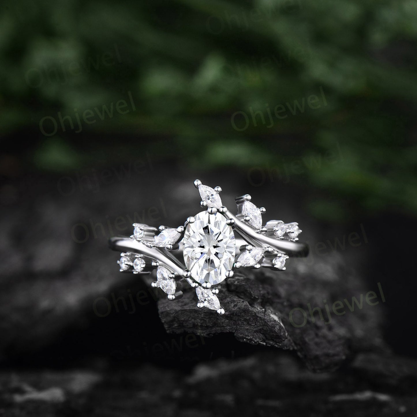 1ct oval cut moissanite engagement ring 14k rose gold sterling silver marquise cut diamond moissanite wedding anniversary ring women gift