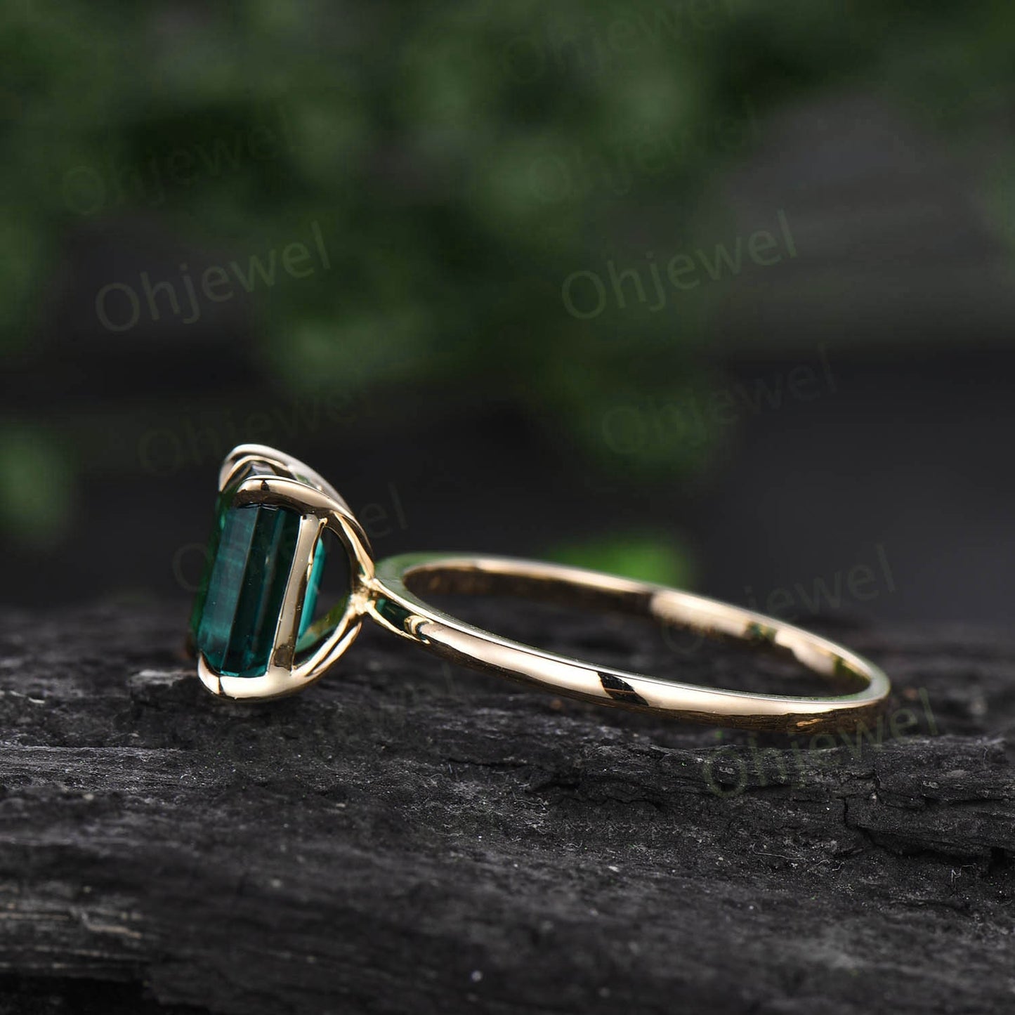 4ct emerald cut moissanite engagement ring rose gold vintage unique Solitaire engagement ring women wedding bridal promise ring gift for her