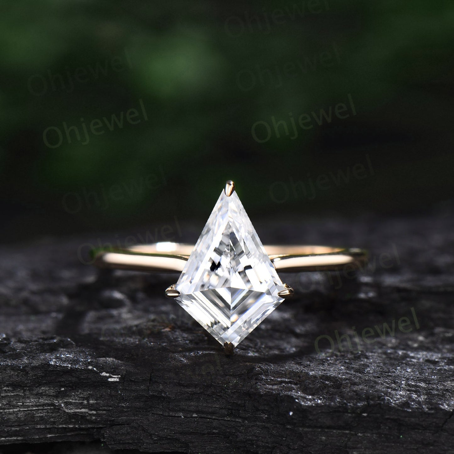 7x10mm kite cut Moissanite engagement ring set 14k gold Minimalist unique solitaire engagement ring promise wedding bridal ring set women