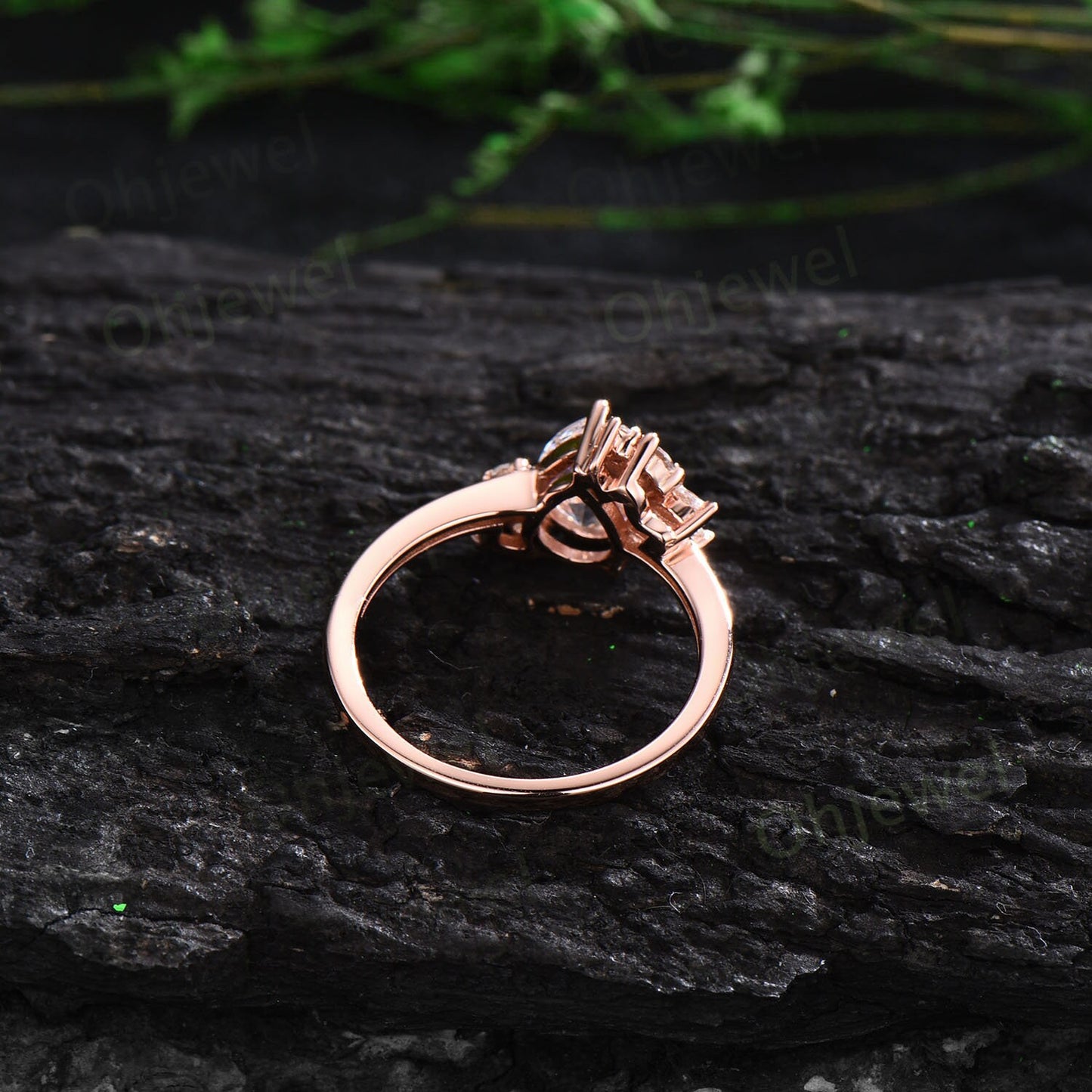 Pear shaped Alexandrite engagement ring 14k rose gold marquise cut moonstone opal ring vintage diamond wedding anniversary ring women gift