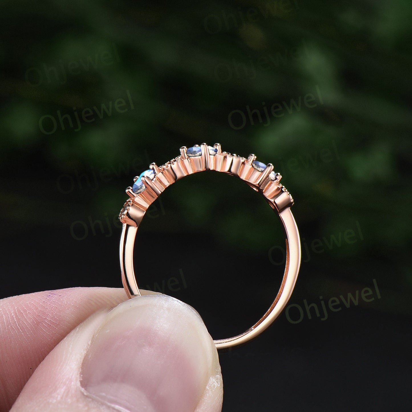 Vintage round cut moonstone ring 14k rose gold white opal ring sterling silver unique engagement ring women dainty anniversary ring gift