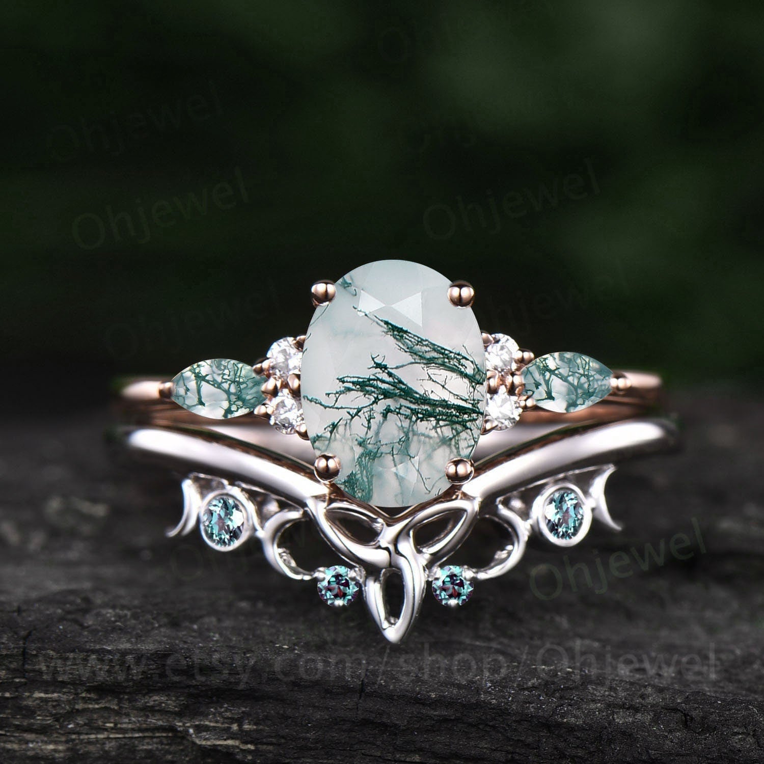 Stunning 925 Sterling cheapest Silver Indian Moss Agate Ring