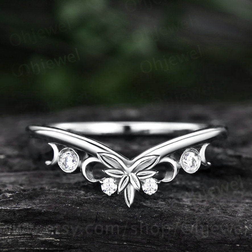 Unique Alexandrite wedding band solid 14k rose gold vintage dainty leaf wedding ring band women Celtic Knot Norse Viking ring Jewelry gift