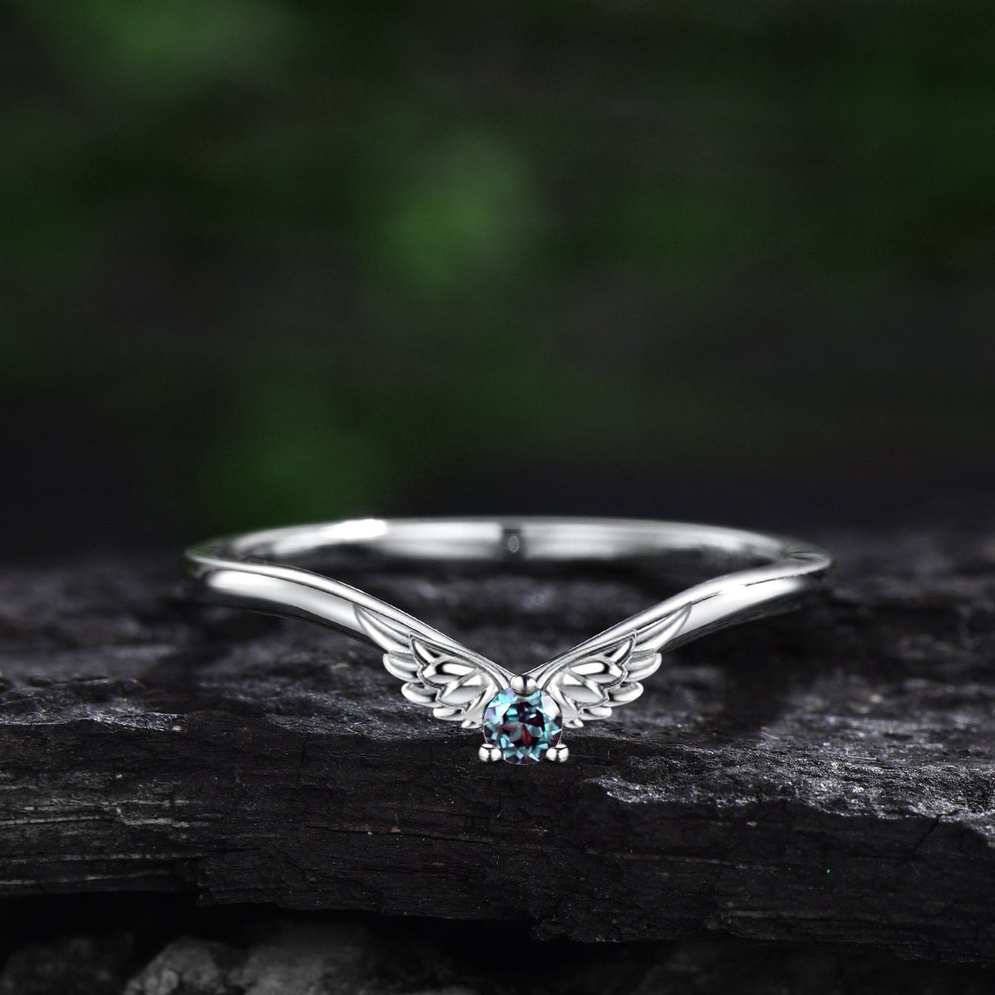 Oval cut Alexandrite ring vintage moon star unique engagement ring rose gold three stone bat wing amethyst ring wedding ring set women gift