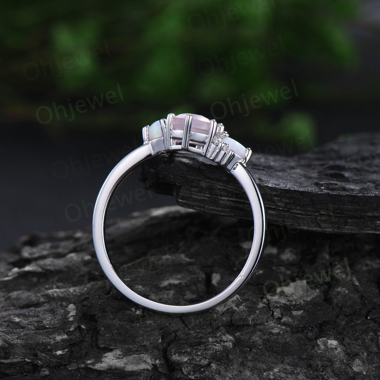 Round Tanzanite ring Personalized cluster amethyst ring vintage pear aquamarine ring dainty multi stone ring unique engagement ring women