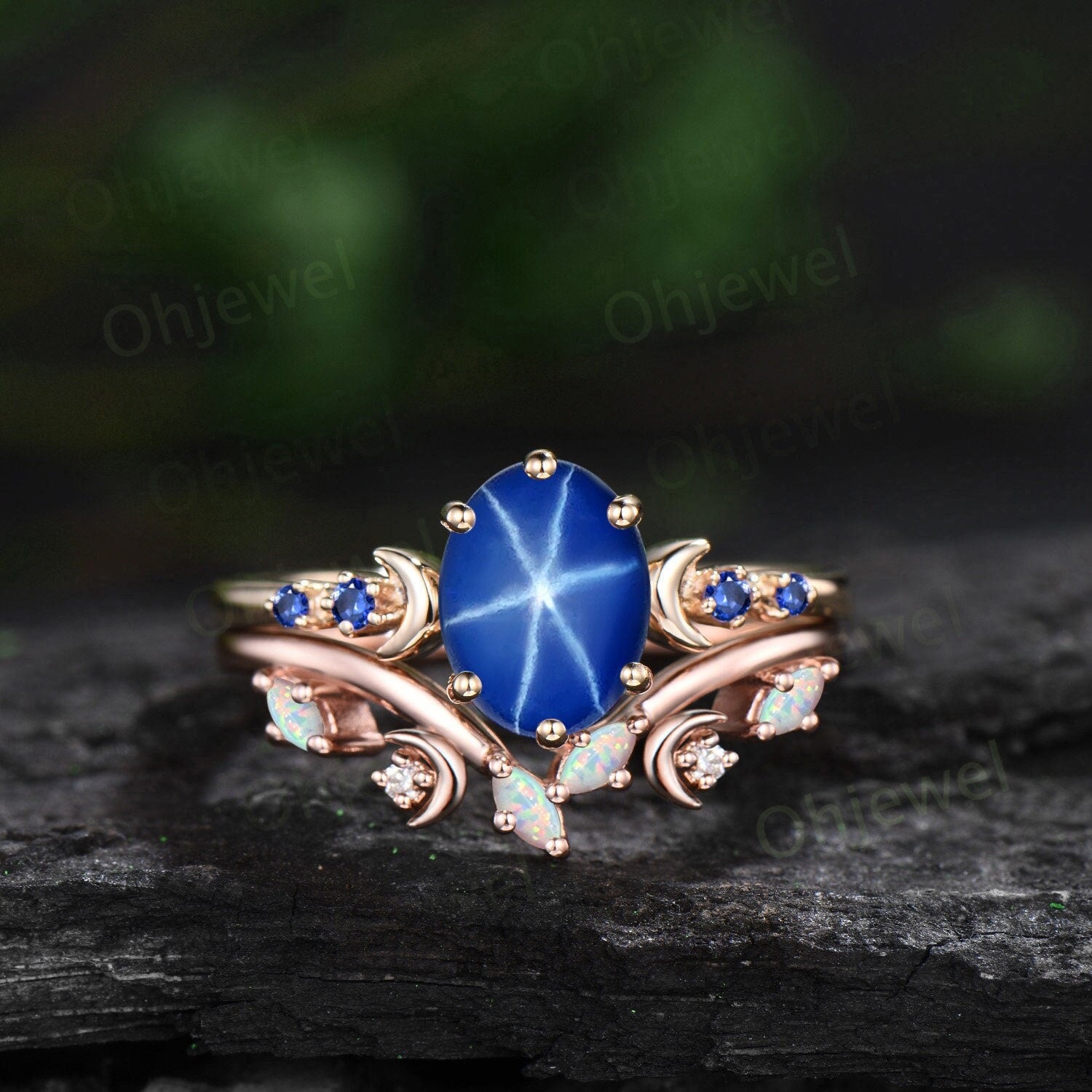 Blue Star Star Opal Ring Enchanted Disney Wish Oval Blue Opal And